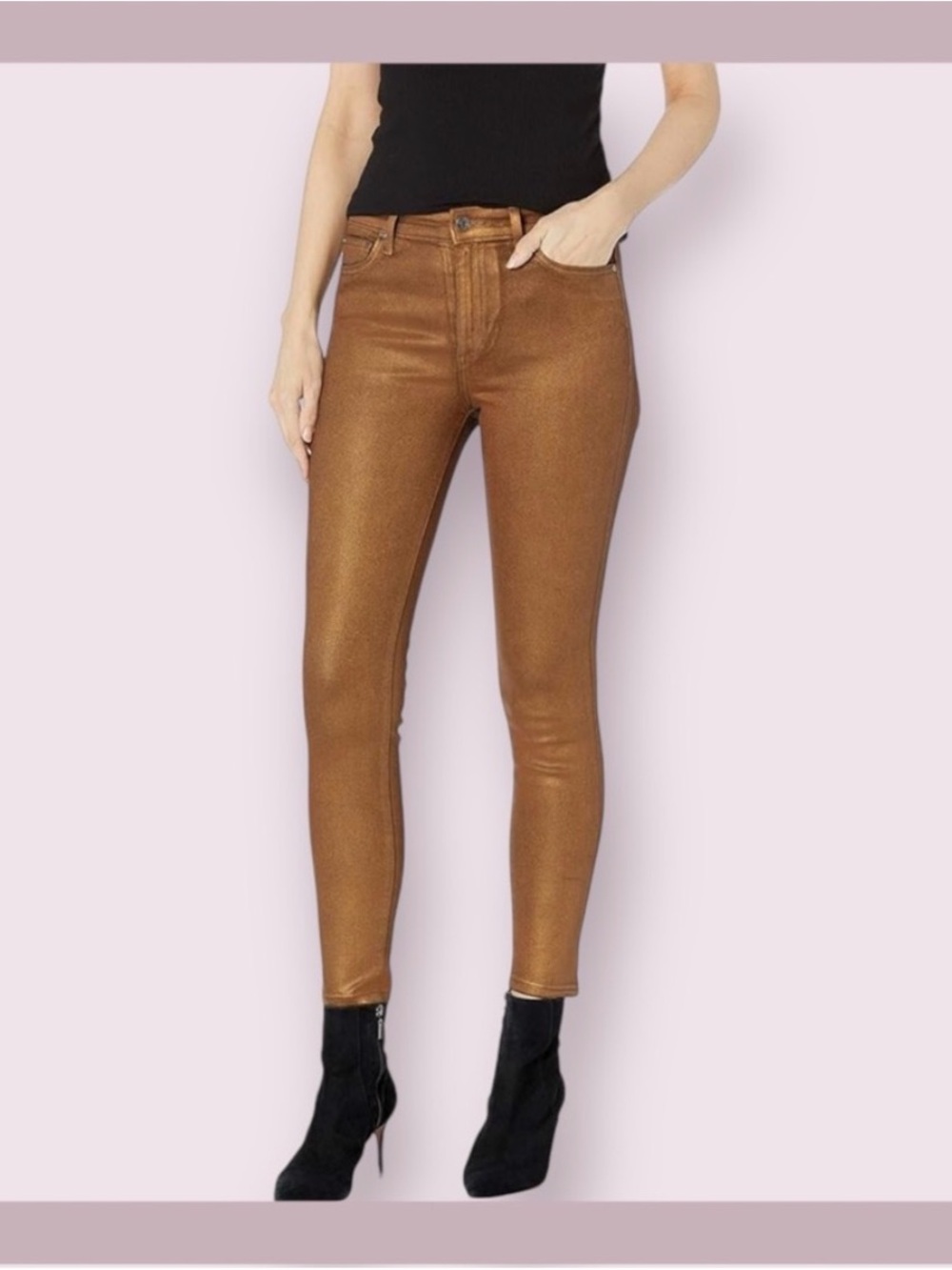 Ella Moss Jordan Gold/Copper Foil High Rise Skinny Ankle Jeans size 29